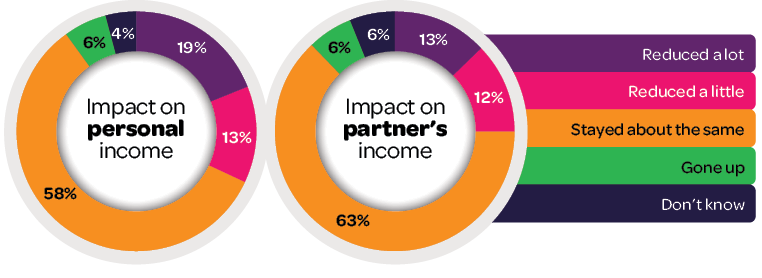 Figure 1: Change in own income and partner's income since COVID-19.