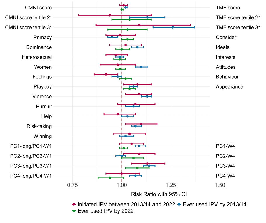 Association between self-reported masculinities and IPV use
