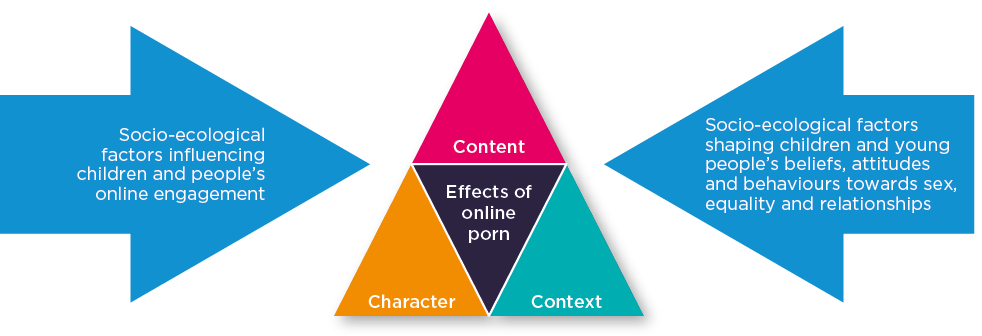 1. Content 2. Character 3. Context. Socio-ecological factors influencing children and people&#039;s online engagement. Socio-ecological factors shaping children and young people&#039;s beliefs, attitutdes and behaviours towards sex, equality and relationships.