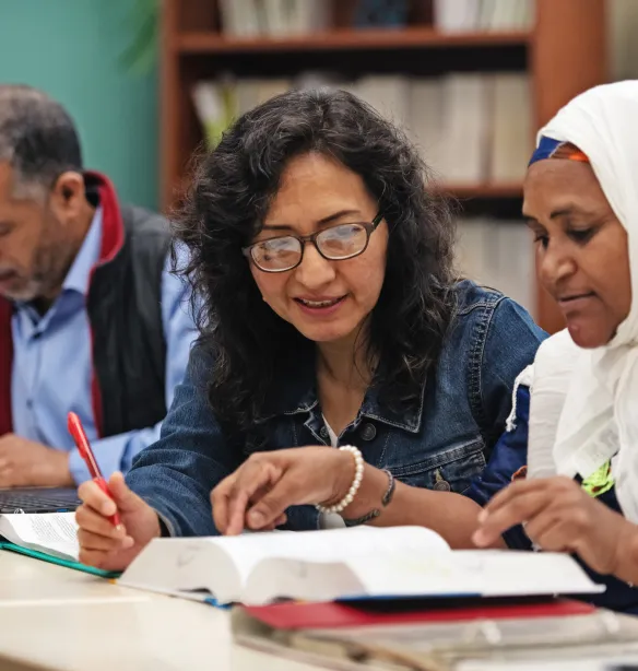 Multi-ethnic adults education classroom