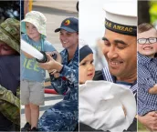 Montage of military couples with their families. Montage of military couples with their families.