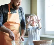 dad cooking with child