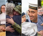 Montage of military couples with their families. Montage of military couples with their families.