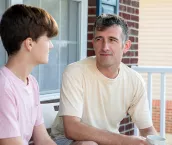 Father and Son having a serious conversation