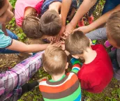 High Angle View Of Kids Playing Outdoors