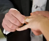 Exchanging rings in a wedding ceremony
