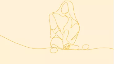 Young woman sitting cross-legged on the floor. Continuous line art drawing style. Minimalist black linear sketch isolated on white background. Vector illustration