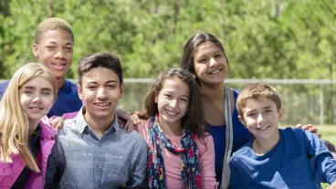 A group of multicultural teenagers